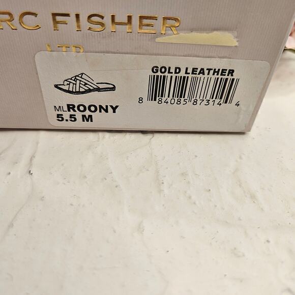 Marc Fisher Roony Gold Lattice Sandals Slides Size 5.5 - Picture 11 of 11